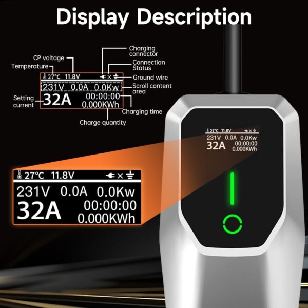 Level 1 2 Electric Vehicle Charger 26ft EV Portable