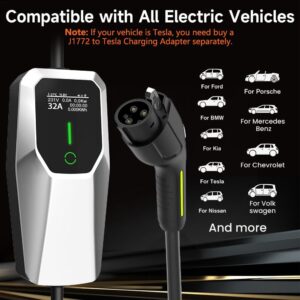 Level 1 2 Electric Vehicle Charger 26ft EV Portable