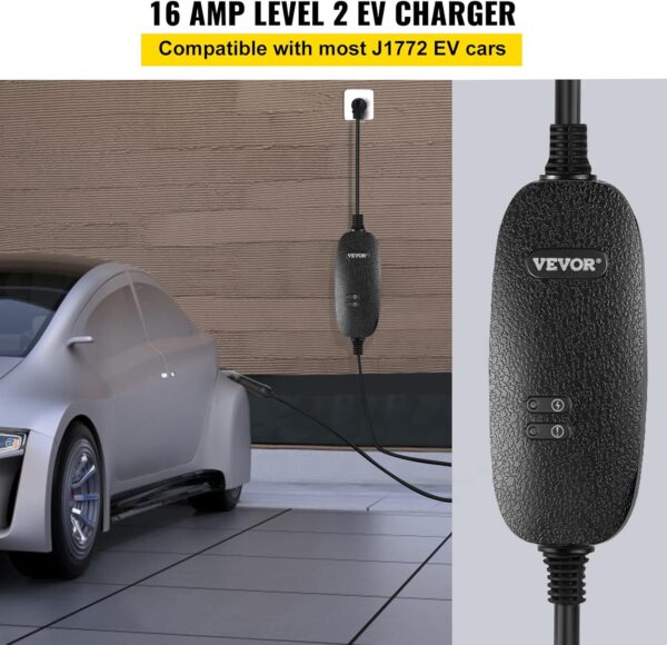 VEVOR LEVEL2 16A Amp 110V-240V 3.84 kW, Portable Electric Vehicle Charger