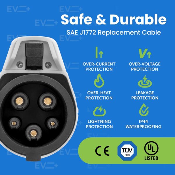 EV + Level 2 EV Charger Replacement Cord for Electric Vehicles