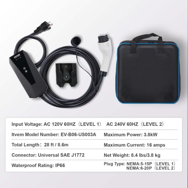 VEVOR Level 1+2 Portable EV Charger